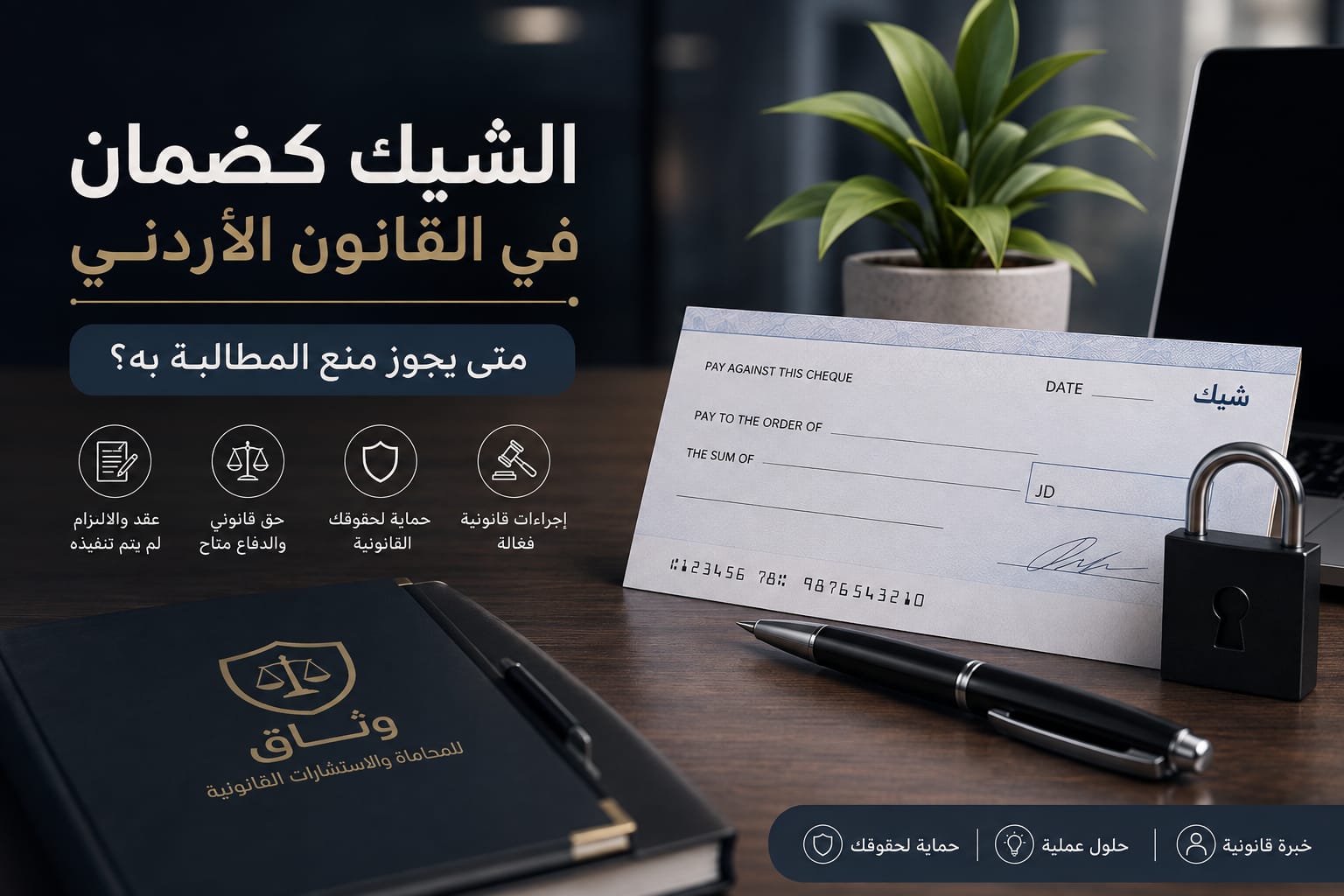 الشيك كضمان في القانون الاردني